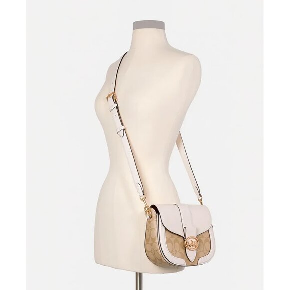 Coach Women's Georgie Saddle Bag in Signature Canvas White Size OS - Picture 11 of 11